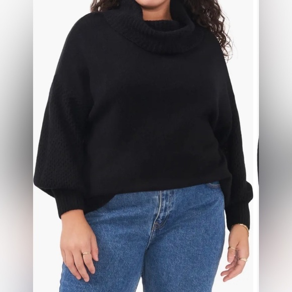 Vince Camuto Sweaters - Vince Camuto Drop-Shoulder Turtleneck Sweater in Rich Black M
